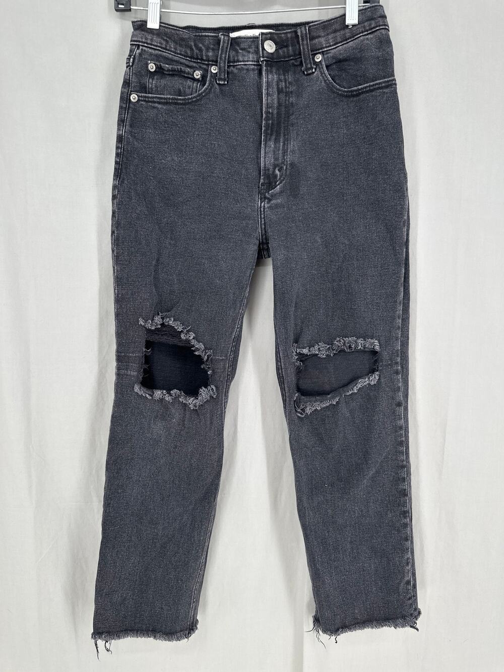 Abercrombie Fitch Jeans Womens 28 6 Short Black Ankle Straight Ultra High Rise
